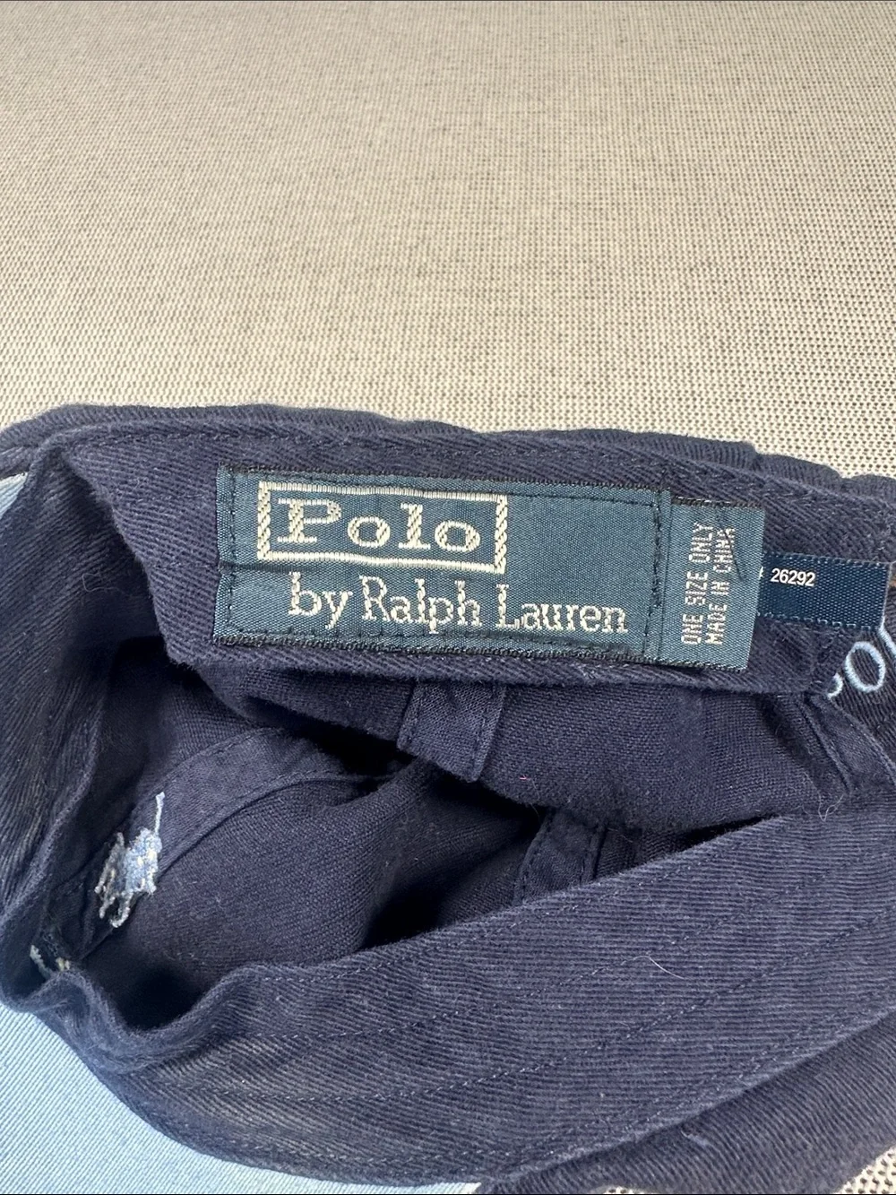 Ralph Lauren Polo Hat VTG 90s - Navy Blue Cotton Baseball Cap with Leather Strap